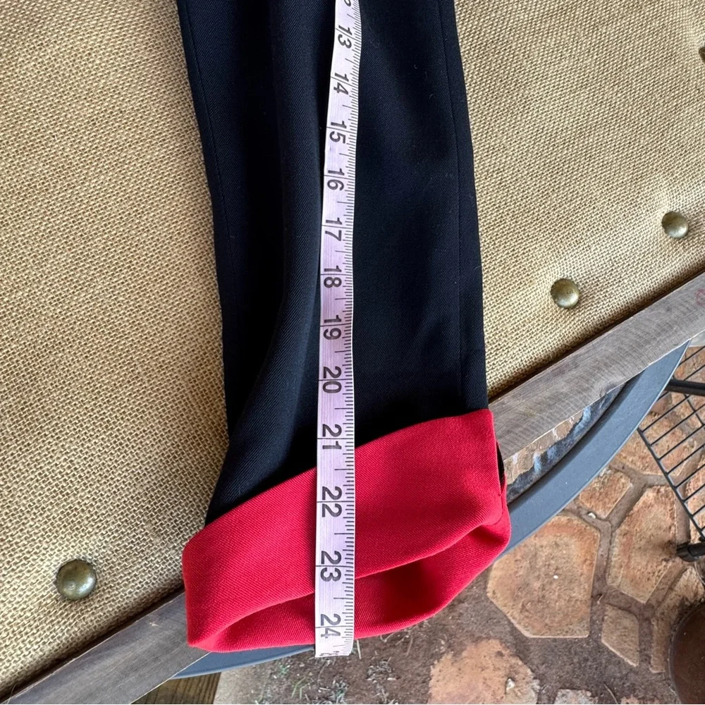 Vintage Christian Dior Black Red Cuff Blazer Size 12 USA Made Wool Blend Classic